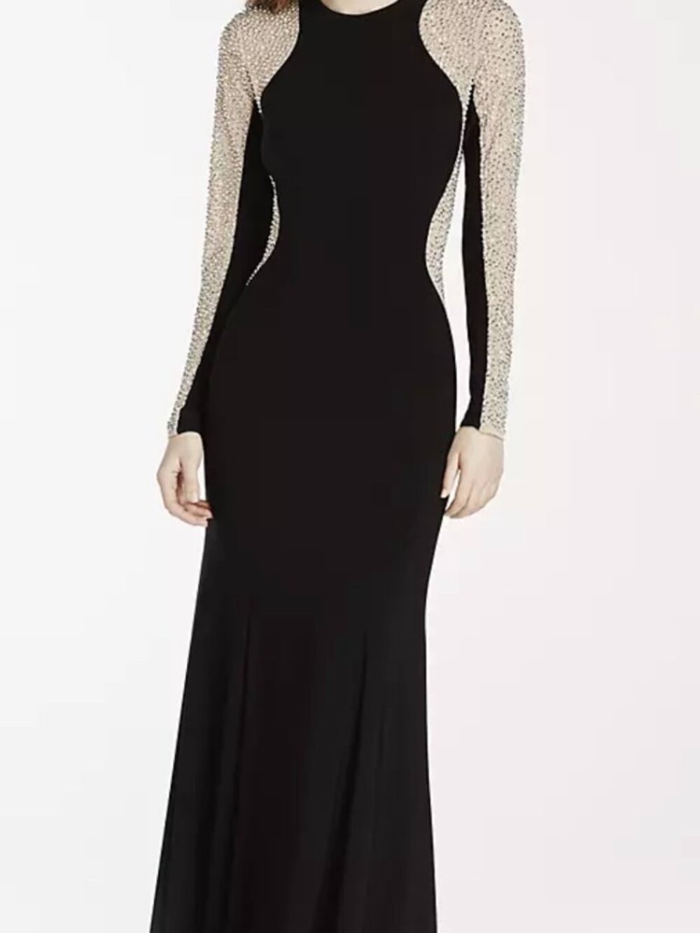Xscape Jersey Gown with Illusion Beaded Sleeves 18W
